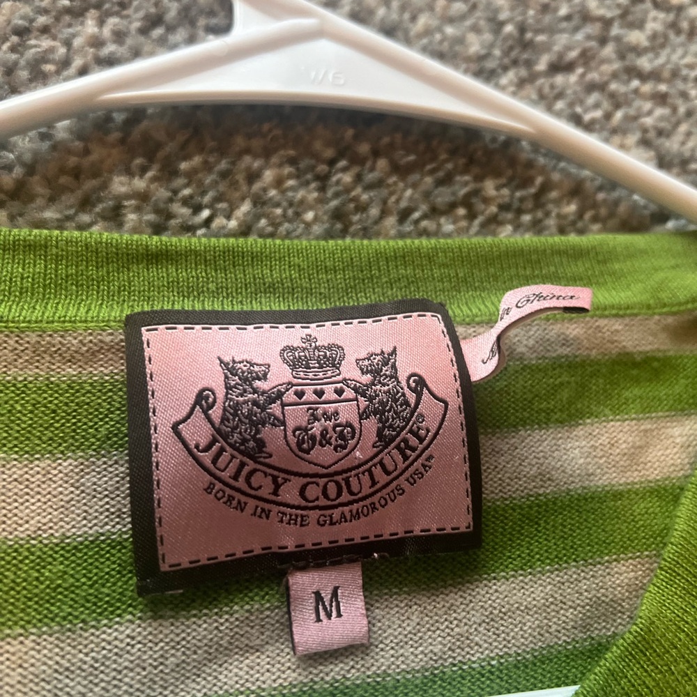 Juicy Couture Green and Gray Striped Top